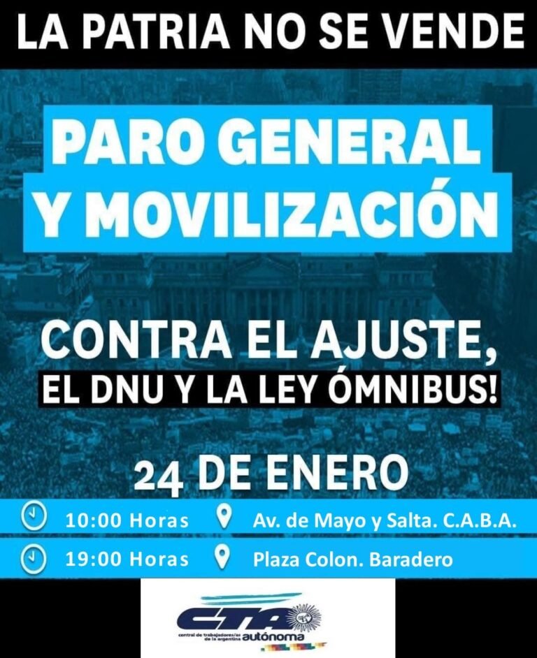 EN BARADERO SE REALIZARÁ UNA MOVILIZACIÓN PARA ADHERIR AL PARO NACIONAL EN BARADERO SE REALIZARÁ UNA MOVILIZACIÓN PARA ADHERIR AL PARO NACIONAL