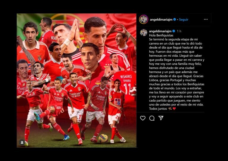 La despedida entre lágrimas de Ángel Di María del Benfica antes de sumarse a Central